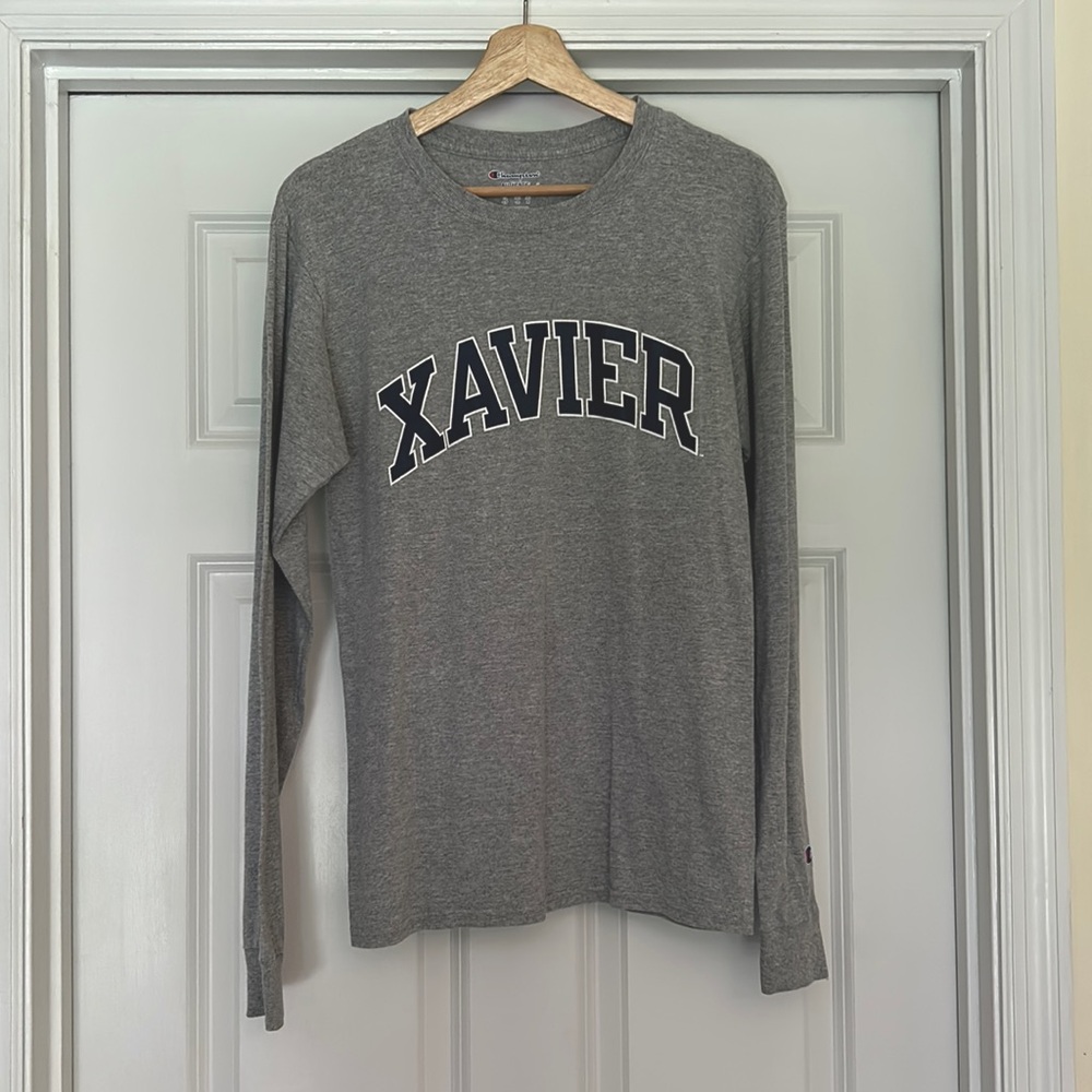 Champion Gray Long-Sleeved Xavier University Shirt